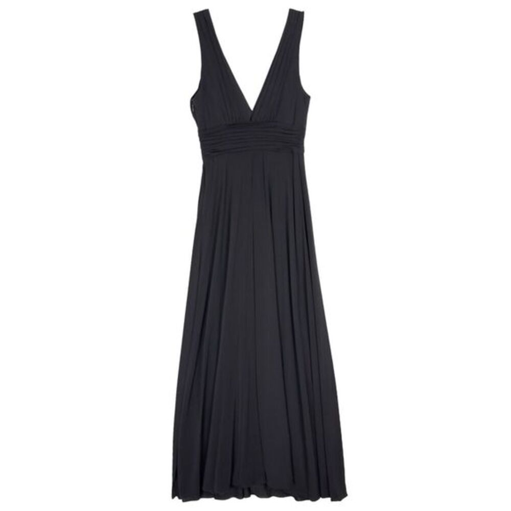 BCBGMAXAZRIA Black Ruched Maxi Dress Gown XS Jersey Ruched Formal Black Tie LBD - Picture 7 of 14